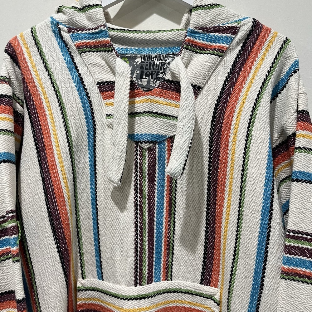 Vintage Original Senor Lopez Pullover Mexican Baja Hoodie XL Colorful Beachy Y2K - Picture 3 of 6